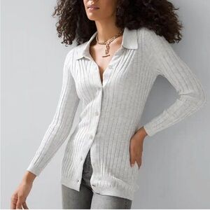 WhiteHouseBlackMarket Ultimate Ribbed Rayon Cashmere Blend Sweater/Cardigan Sz M